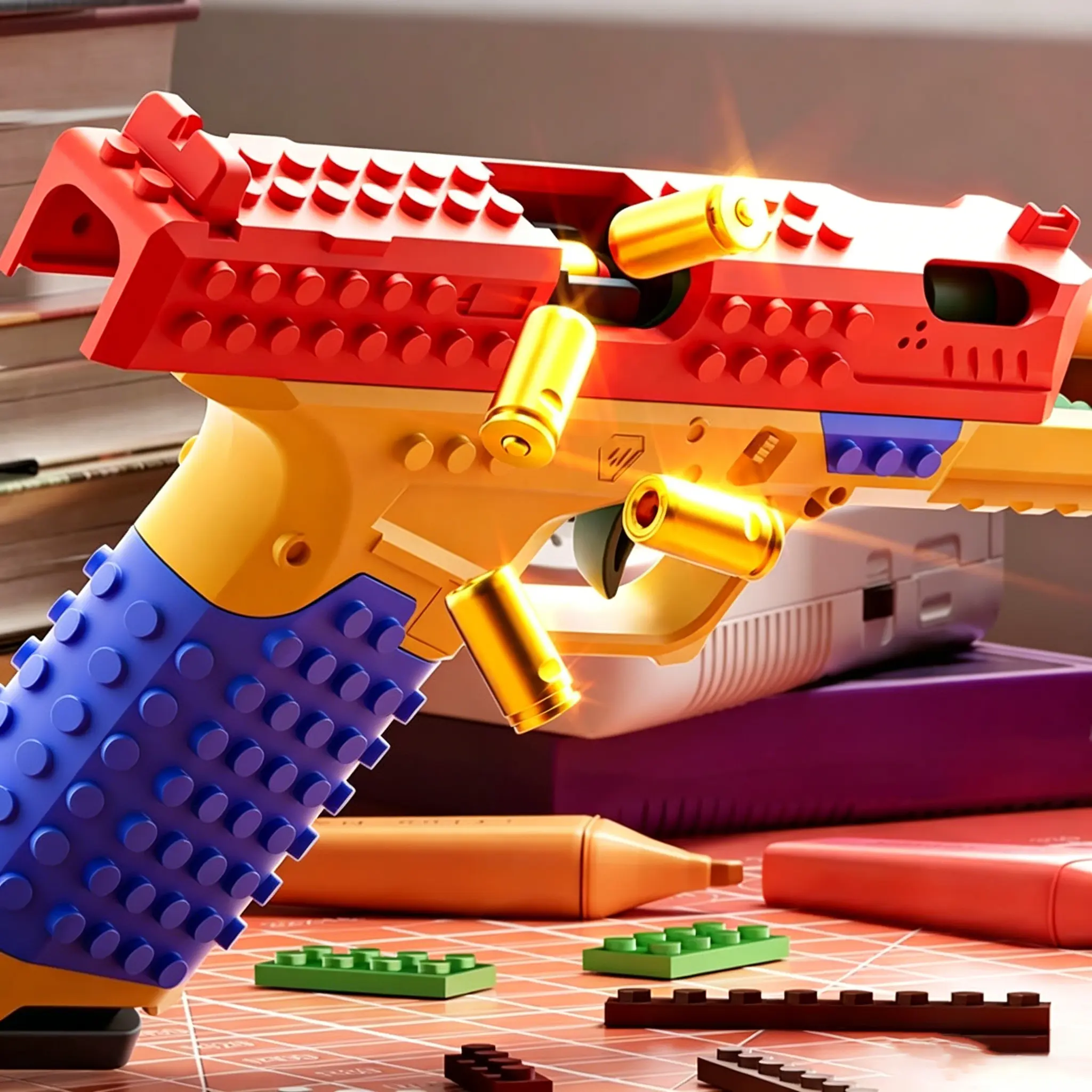 Mother's Day Deal! SIG17 DIY Building Block Blaster Set, Battery-Free Weapons, Soft Bullet Pistol Toy, Water Guns, Outdoor Game Creative MOC Gift for Boys Ages 8+, Sports, Decoration