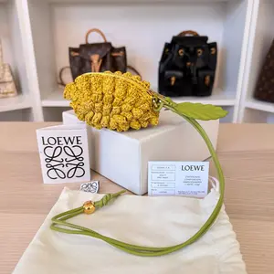 Pre-owned Loewe Leather Small Leather Goods x Paula’s Ibiza 4FA Lemon Raffia Coin Case