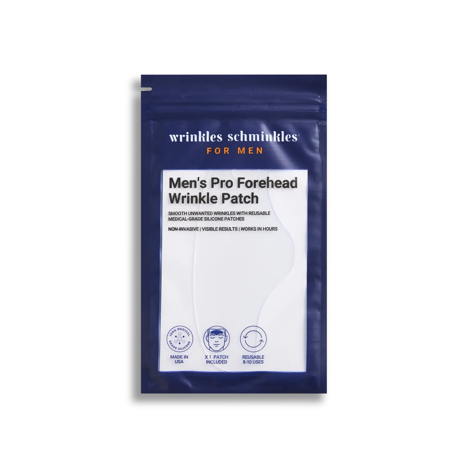 Men's Pro Forehead Wrinkle Patch - Single - 100% Medical Grade Silicone Non-Invasive Treatment for Glabellar Lines, Furrow Lines & Frown Lines - Made in USA