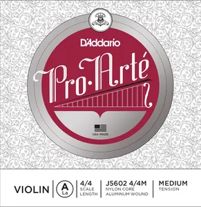 D'Addario Pro-Arte Violin Single A String, 4/4 Scale, Medium Tension