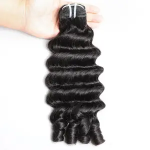 Msgem Hair Loose Deep Wave Bundles 100% Human Hair Weave 1 Bundle Real Human Hair Extensions 16A Loose Deep Wave With Spiral End Curly Human Hair Bundles for Women Natural Black #SummerVibes