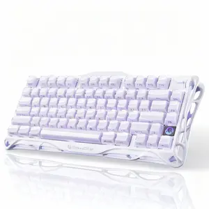 GravaStar Mercury K1 -  Lavender Purple 75% Purple Wireless Creamy Keyboard, Aluminum Alloy Exoskeleton Design Mechanical Gaming Keyboard, Creamy Keyboard, Gasket Hot-Swap Socket, Linear Switches, RGB Backlit summervibes