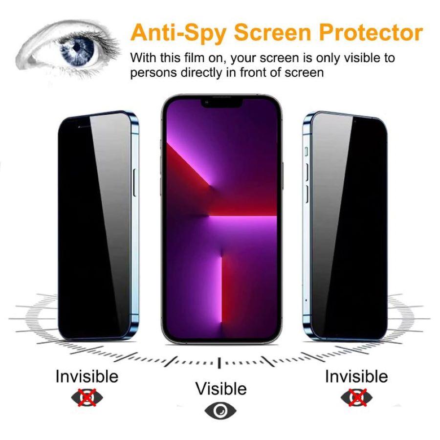 4-piece privacy screen protector for iPhone  16 15 14 13 12 11 Pro Max [6.7 inches], sensor protection, compatible with Dynamic Island, 9H anti spy private tempered glass film, scratch resistant, protective case friendly, simple