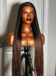 Bone Straight Braids 100%Human Hair Bohemian Braided Wigs Pre Braided Wig