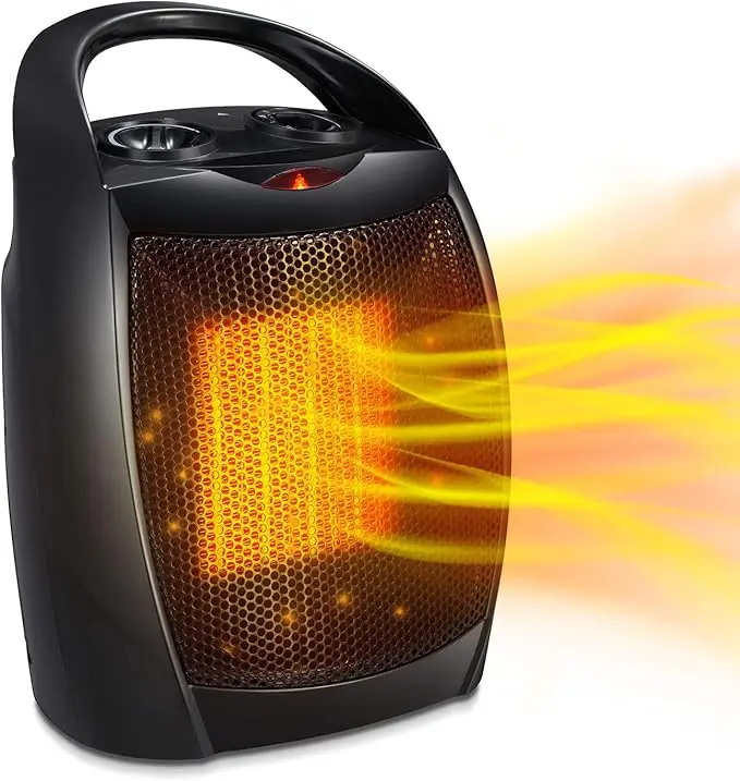 Space Heater,Electric Portable Heater Fan for Indoor Use 1500W/750W ETL Certified Ceramic Small Mini Heater with Thermostat, Home Dorm Office Desktop and kitchen,BLACK