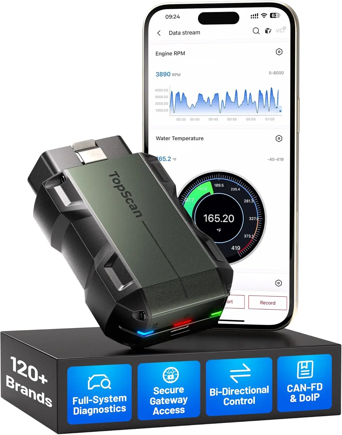 TOPDON Topscan Master Smart Diagnostic Scanner - Bluetooth 2026 Wireless Bidirectional Tool, Vehicle Diagnostic Tester for iOS & Android, 30+ Maintenance Functions, FCA AutoAuth, CAN-FD/DoIP Enhanced OBD2 Code Reader, 120+ Brand Coverage, 45 Languages, Ve