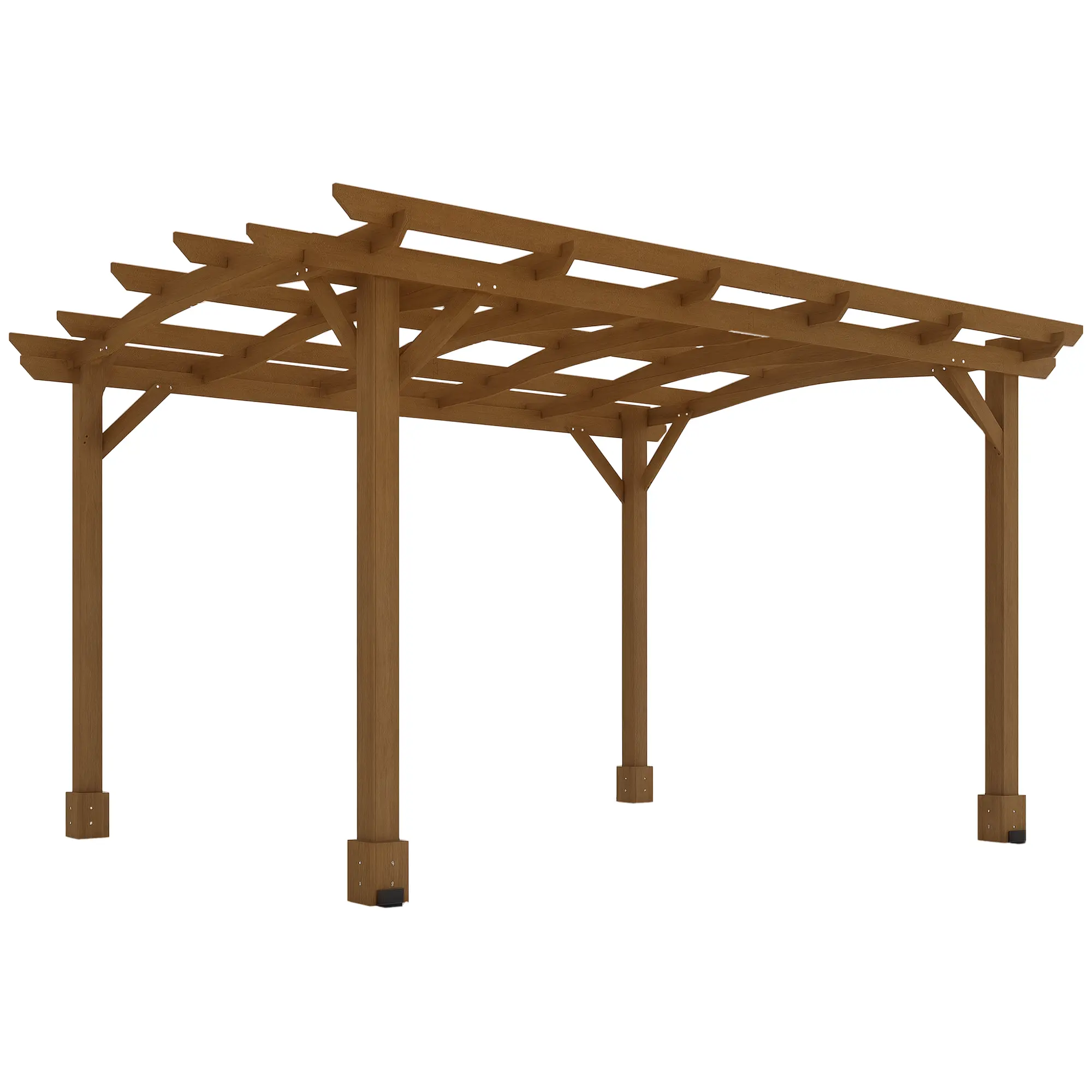 Outsunny 10' x 12' Arched Fir Wood Pergola, All-Season Outdoor Patio Shade Structure for Garden with Climbing Plant Support, Dark Brown, Patio Shade Outdoor, Outdoors, Arched Roof, All Seasons, Elegantly Arched Roof