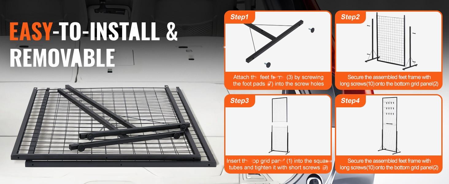 2' x 5.6' Grid Wall Panels Tower, 2 Packs Wire Gridwall Display Racks with T-Base Floorstanding, Double-Sided Gridwall Panels for Art and Craft Shows, Retail Display with Extra Clips and Hooks for Versatile Booths