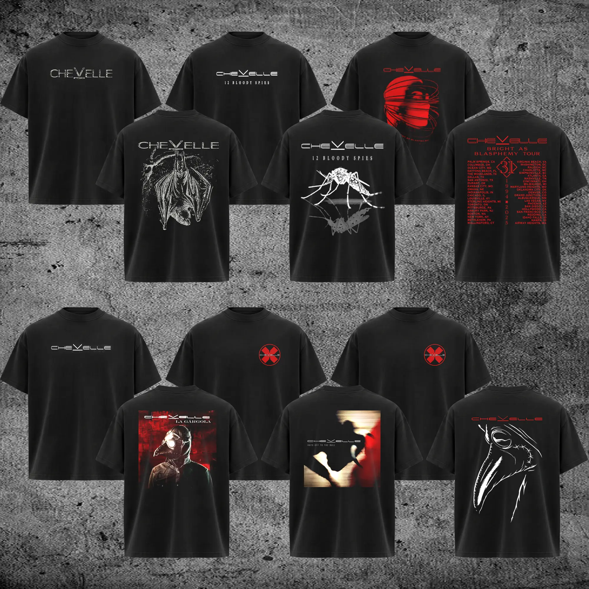 [Collection] Chevelle Vintage  ,Dark Bat Acid  – Y2K Emo  , unisex  wear Menswear Top Crewneck Shortsleeve Breathable oversized streetwear tee casual summer student  versatile short sleeve cool graphic shirt holiday vibe gym outfit