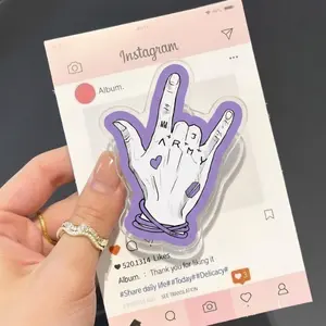 Purple Rock Hand Sign Phone Grip Aesthetic Tattoo Style Love Gesture Phone Stand Holder Cute Trendy Phone Accessory Gift For Teens And Friends