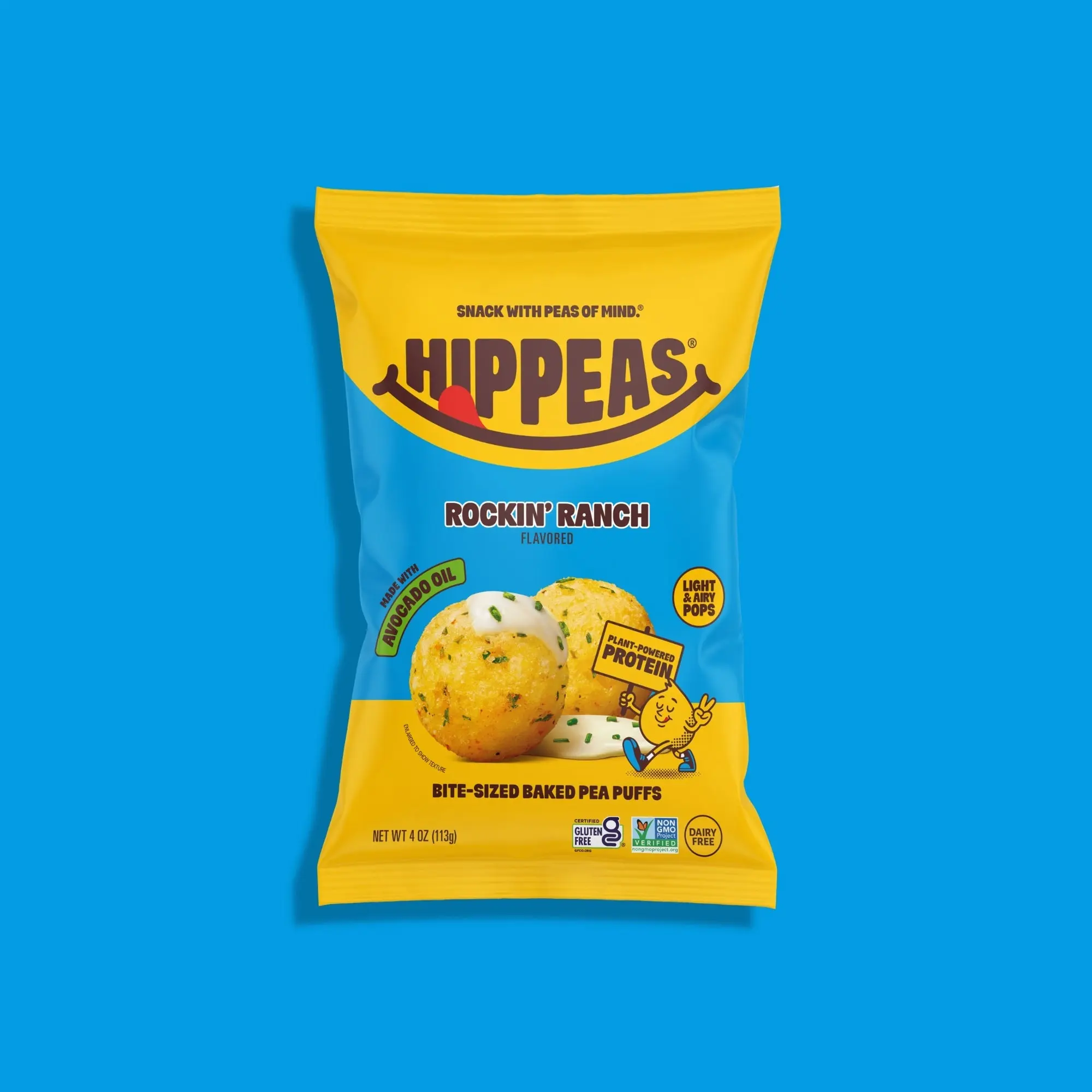 Rockin' Ranch Pops - Bite-Sized Baked Chickpea Puffs - Gluten Free Snacks, Made with Avocado Oil, Dairy Free, Vegan, Crunchy, Nutritious, Baked Plant Protein Snack, Non-GMO, Kosher