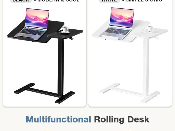 [Deal]Overbed Bedside Table with Wheels, Adjustable Hospital & Home Use Bed Table, Rolling Laptop Table, Mobile Standing Desk