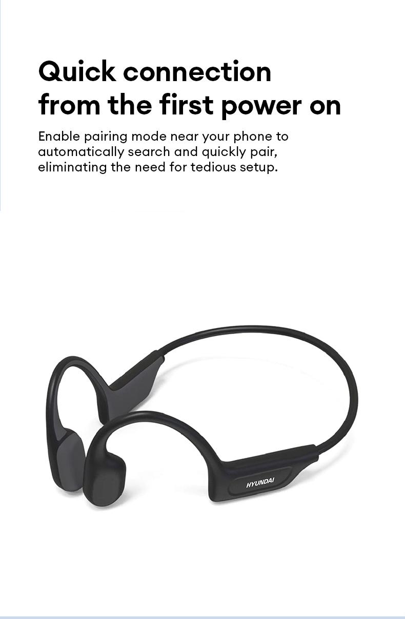 HYUNDAI G06 Bone Conduction Neckband Wireless Earphones with Bluetooth 5.4, Waterproof Sports Design, 360° Flexible Bending, Lightweight & Comfortable Fit, Long Battery Life, Wireless Headphones for Music, Calls & Sports, Compatible with Android & iOS