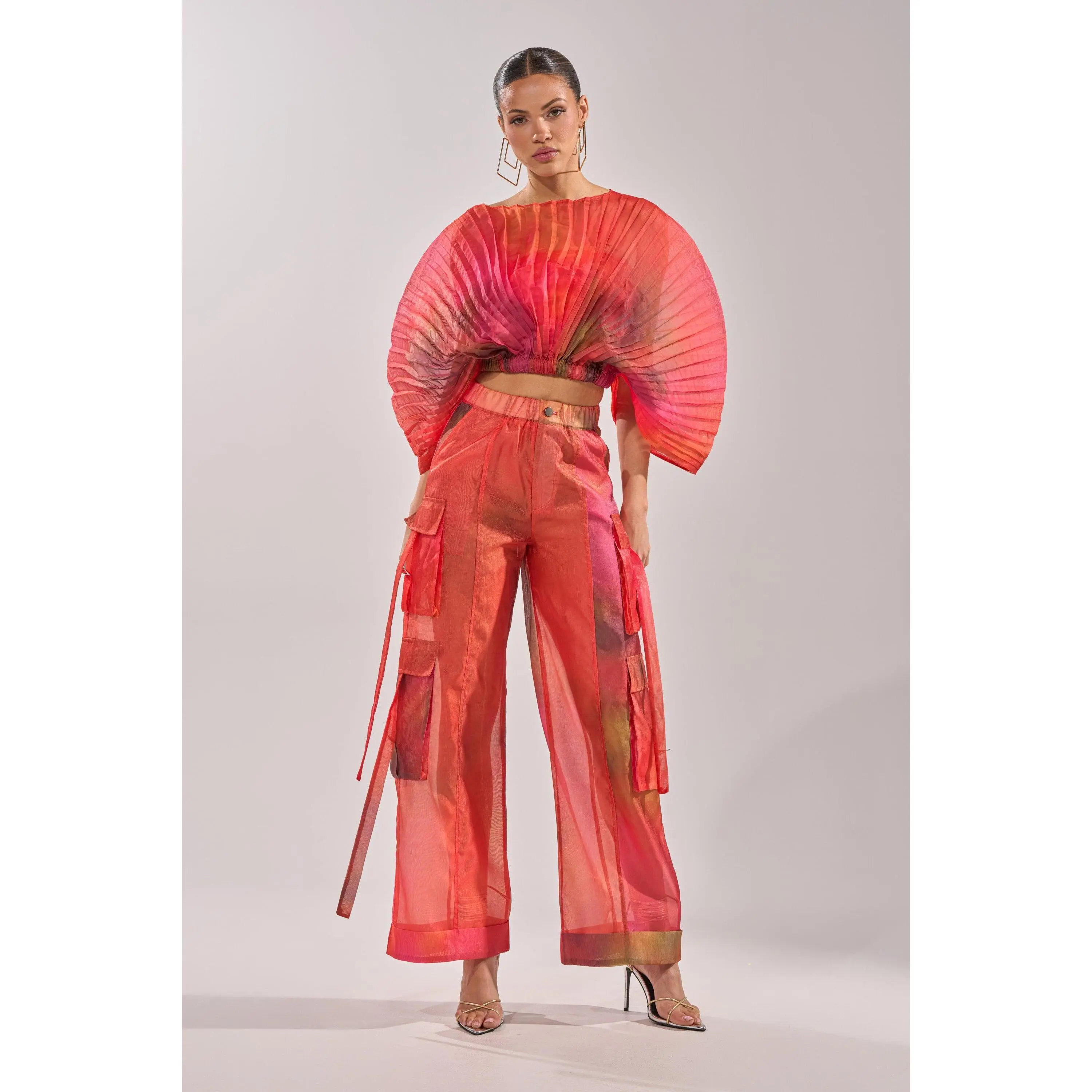 STAINED RED LIGHTWEIGHT CARGO PANT