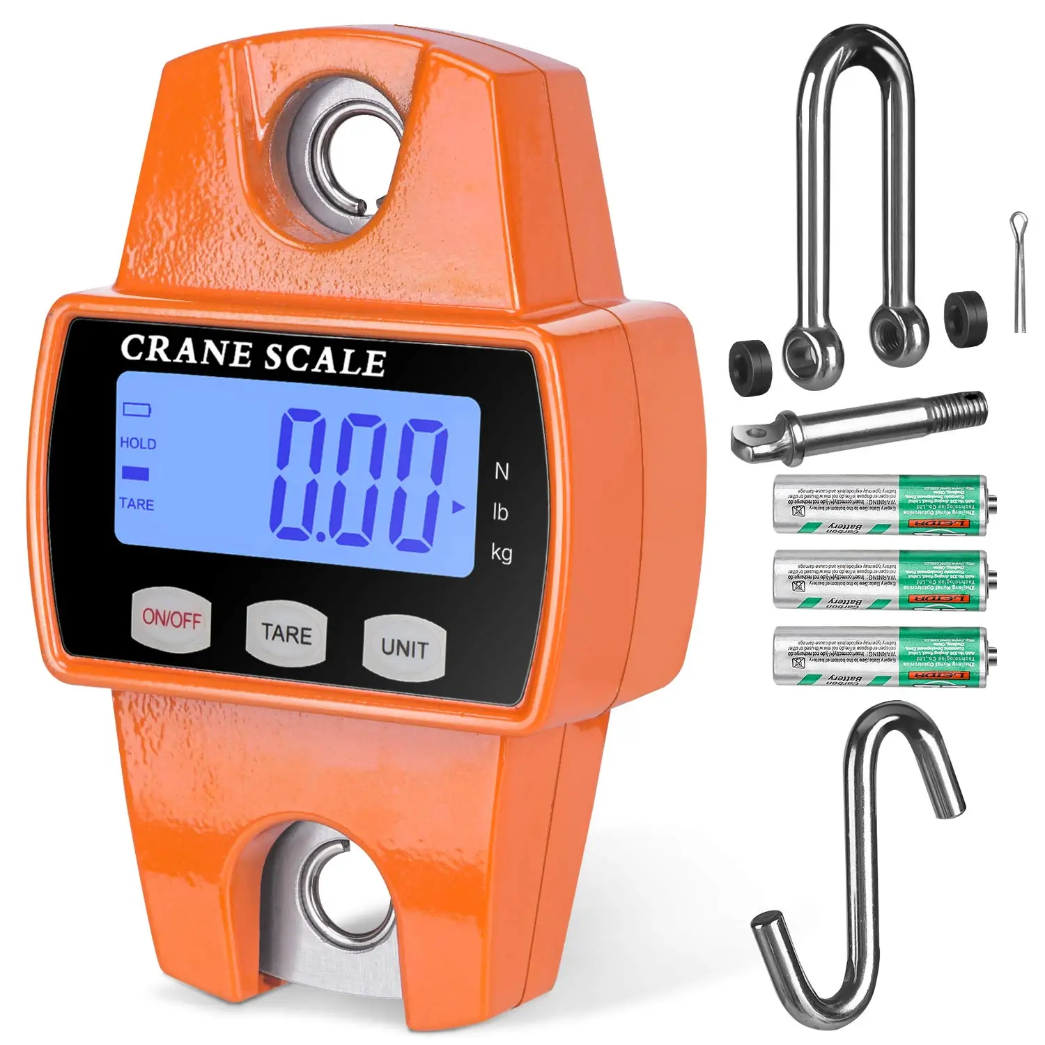 660lb/300kg Accurate Compact Digital Hanging Scale with Cast Aluminum Case, Lightweight Handheld Crane Scale, Carabiner Hooks, Quick Assembly, Easy Packing for Hunting, Fishing, Farm, Travel (Batteries Compatible), Outdoor Adventures