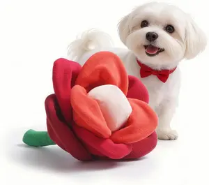 Nocciola Rose Blossom Dog Valentine's Toy, Squeaky & Crinkle Rose with Tearable Petals, Hide and Seek Dog Enrichment Toy, Valentine's Gift for Dogs