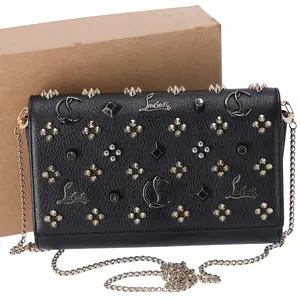 Pre-owned christian louboutin Leather Crossbody Bags Paloma Clutch Crossbody Black Logo Classic Studded