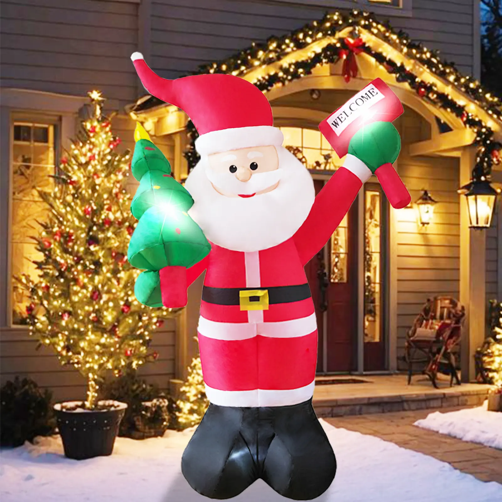 6 FT Christmas Inflatable Santa Claus Outdoor Decorations with Built-In LEDs, Blow Up Santa Claus Inflatable Outdoor Holiday Yard Decorations for Garden Lawn Patio Party Indoor Outdoor Decor