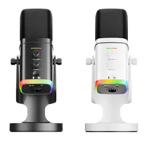 Facmogu XLR/USB Dynamic Microphone for Streaming Podcasting, YU8 RGB Light Gaming Streaming Mic with Desktop Stand, Gain Knob, Mute Button, Headphone Jack, PC Gamer Mic w/Echo Control for PS4/PS5