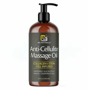 M3 Naturals Cellulite Massage Oil 8oz-Smooth the Appearance of Cellulite -Body Care & Skin Care Massage Oil OS-Topical Collagen and Plant Stem CellBody Oil to Restore Texture and Elasticity-Soothing Body Oil
