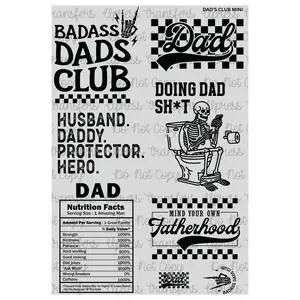 Dad's Club Mini DTF Transfer Gang Sheet 24.5" wide x 36" long Direct To Film