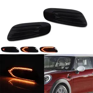 Smoke Lens Sequential LED Front Side Marker Light For MINI Cooper Pre-LCI F55 F56 F57 Replace OEM MC2570104 MC2570105, MC2571104 MC2571105, 63137298345 63137298346, 63137298347, 63137298348, 63137368763 63139482820, 63137298351 63137298352