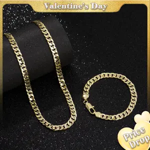 Holylegend Crazy sale 14K Real Gold-Plated Cuban & Figaro & Rope Set, Bracelet, Necklace - 8mm/10mm wide, High Quality Jewelry,Jewelry set