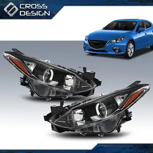 CROSSDESIGN Headlight Assembly LH RH Fit For 2014-16 Mazda 3 Driver & Passenger Side
