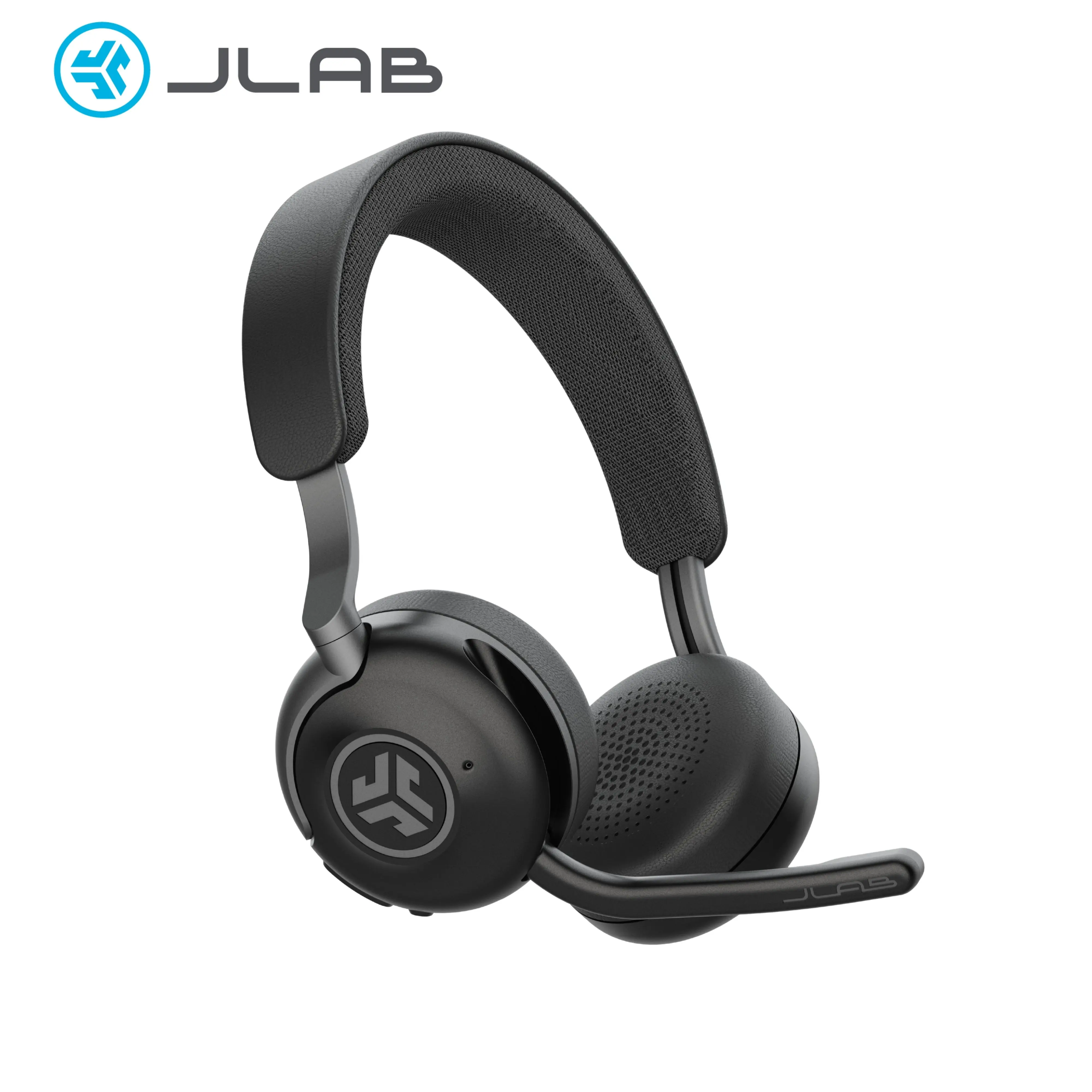 JLab Epic Work ANC Wireless On-Ear Headset with Quick Mute Rotating Boom Mic, USB-C Charging Dock, Fast Pair, Noise Cancellation, Bluetooth 5.3, Android & iOS Compatible