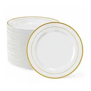 10in Bulk White Plastic Plates | Hard Plastic Dinnerware for Cakes, Salads, Sandwiches | BPA-Free Reusable