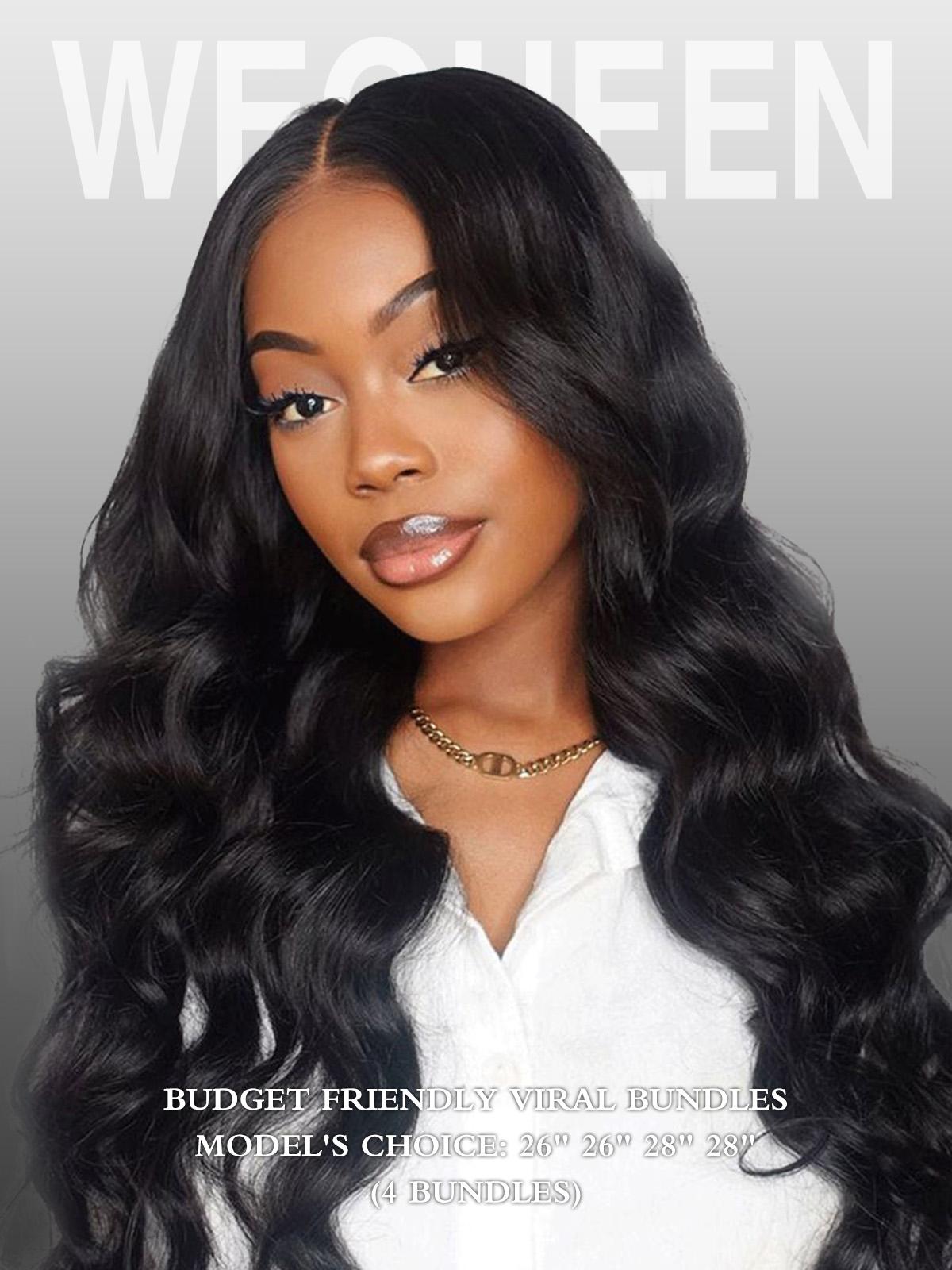 [Wequeen] Budget Friendly 10A Grade 12"-30" Brazilian Virgin 100% Human Hair Body Wave Burmese Curly Straight Deep Wavy Quick Weave Sew in/Glue in Viral Hair Bundles