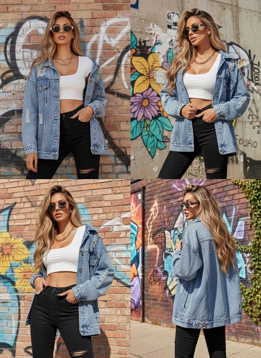 Women's Vintage Distressed Denim Jacket
