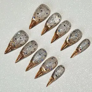 Silksky Short Cat Claw & Beast Press On Nails | Handmade 10pcs Stiletto Acrylic | Clean Girl Daily Luxury | Reusable Soft Fit with Adhesive