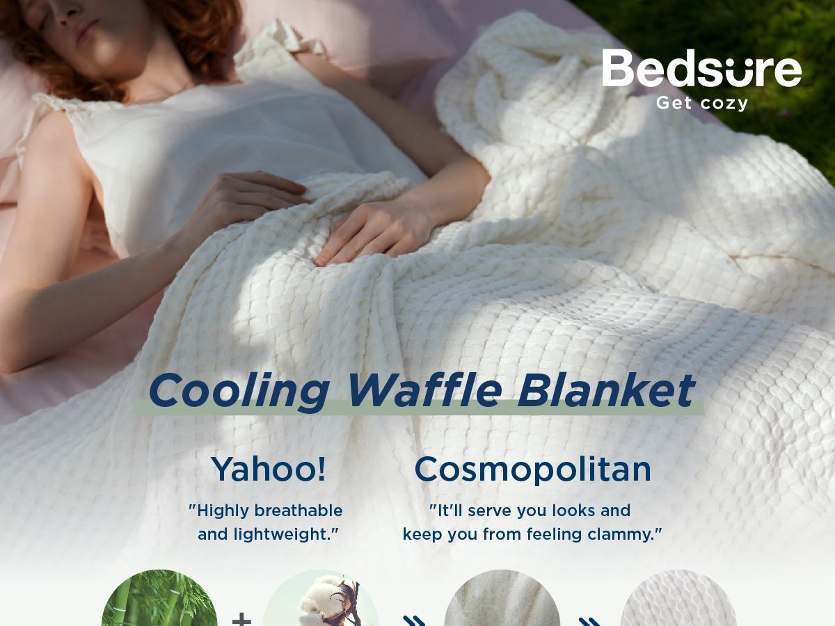 Bedsure Cooling Bamboo Waffle Blanket - Lightweight Breathable Cotton Blanket of Rayon Derived from Bamboo for Hot Sleepers, Luxury Throws for Bed, Couch and Sofa Bedsure Cooling Bamboo Waffle Blanket - Lightweight Breathable Cotton Blanket of Rayon Derived from Bamboo for Hot Sleepers, Luxury Throws for Bed, Couch and Sofa