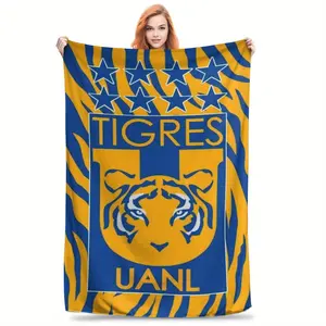Cozy Flannel Blanket with Universidad de Nuevo Leon Tigers Logo – Soft, Washable, All-Season Throw for Bed, Sofa, Travel & Camping – Perfect Gift for Halloween & Christmas, Bed And Sofa Throw Contemporary Blanket Durable Comfort