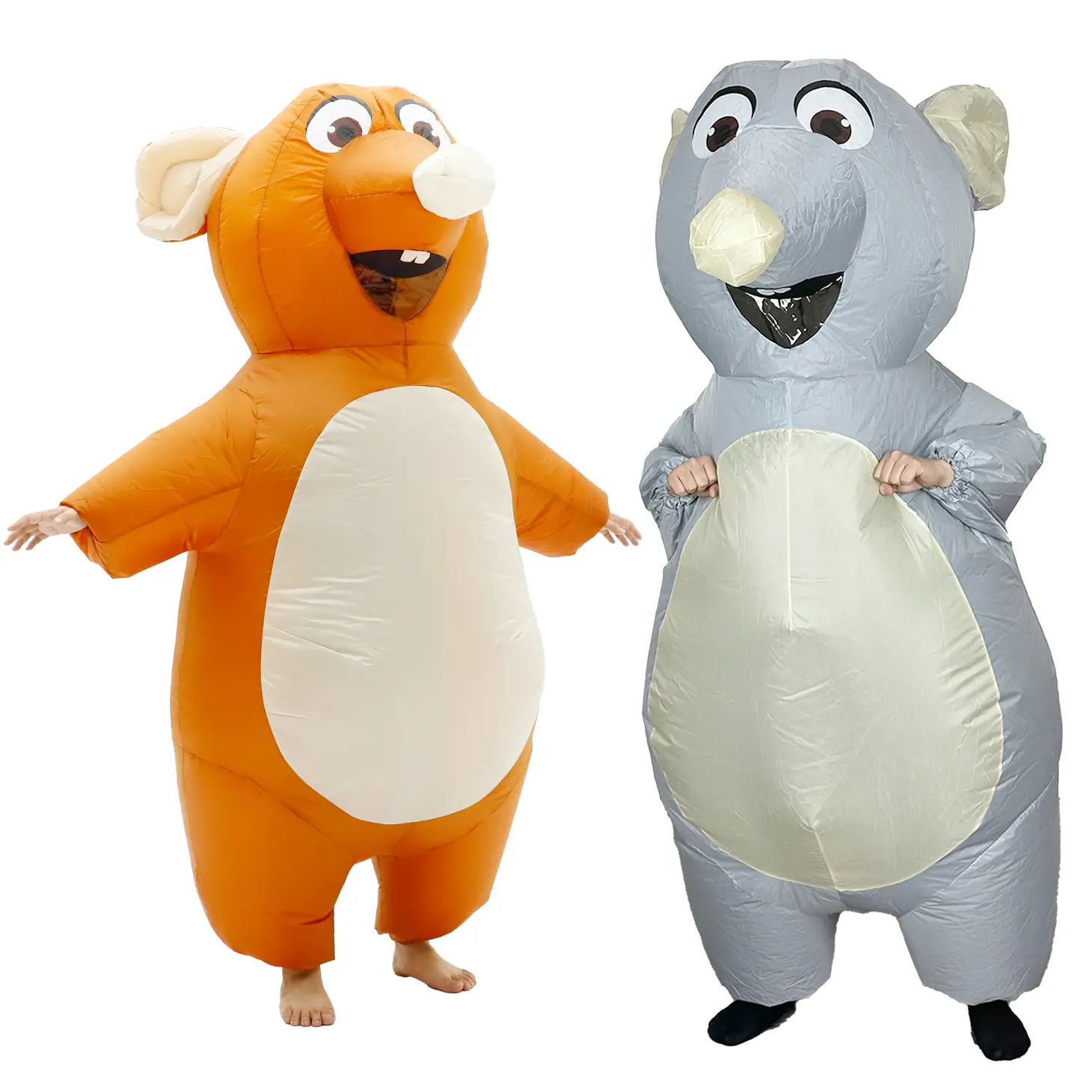 Adult inflatable rat costume — funny Halloween party inflatable rat cosplay set; a party essential and mood setter Grey Mouse