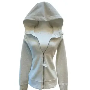Women's Fleece-Lined Slim-Fit Hoodie Jacket with Embroidered Gold Label Coats Tops Solid Color Long Sleeve Minimalist Casual Wear Womenswear Fitted Basic