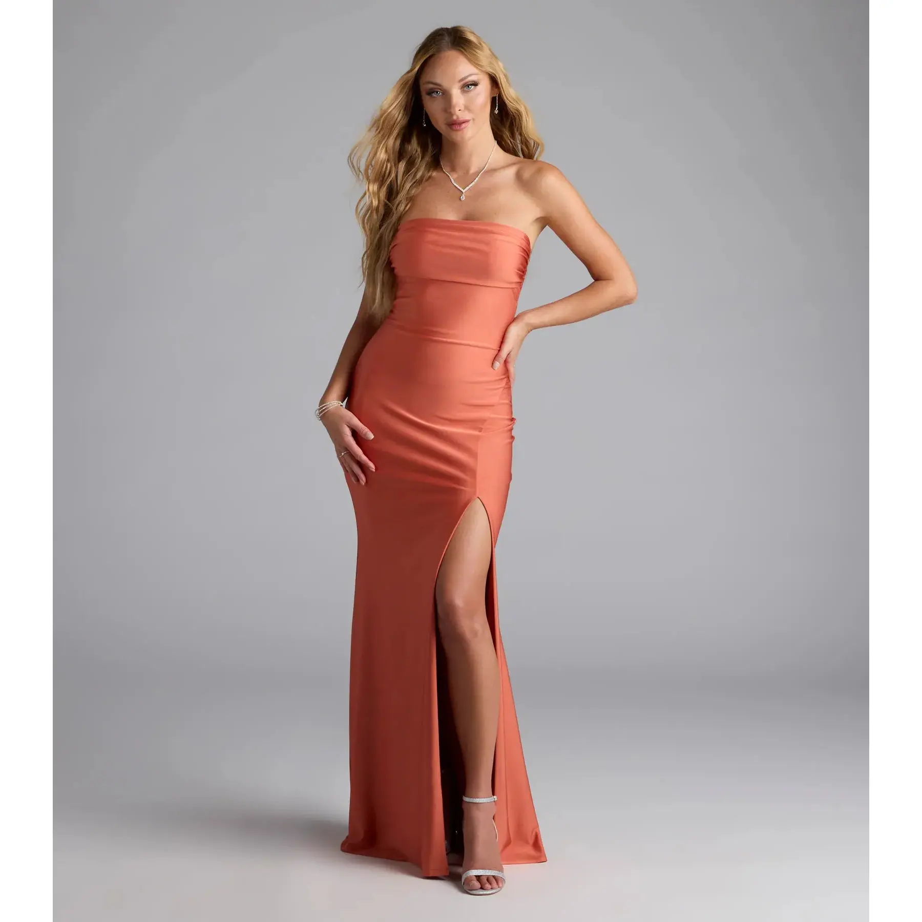 Cheryl Strapless Slit Mermaid Formal Dress