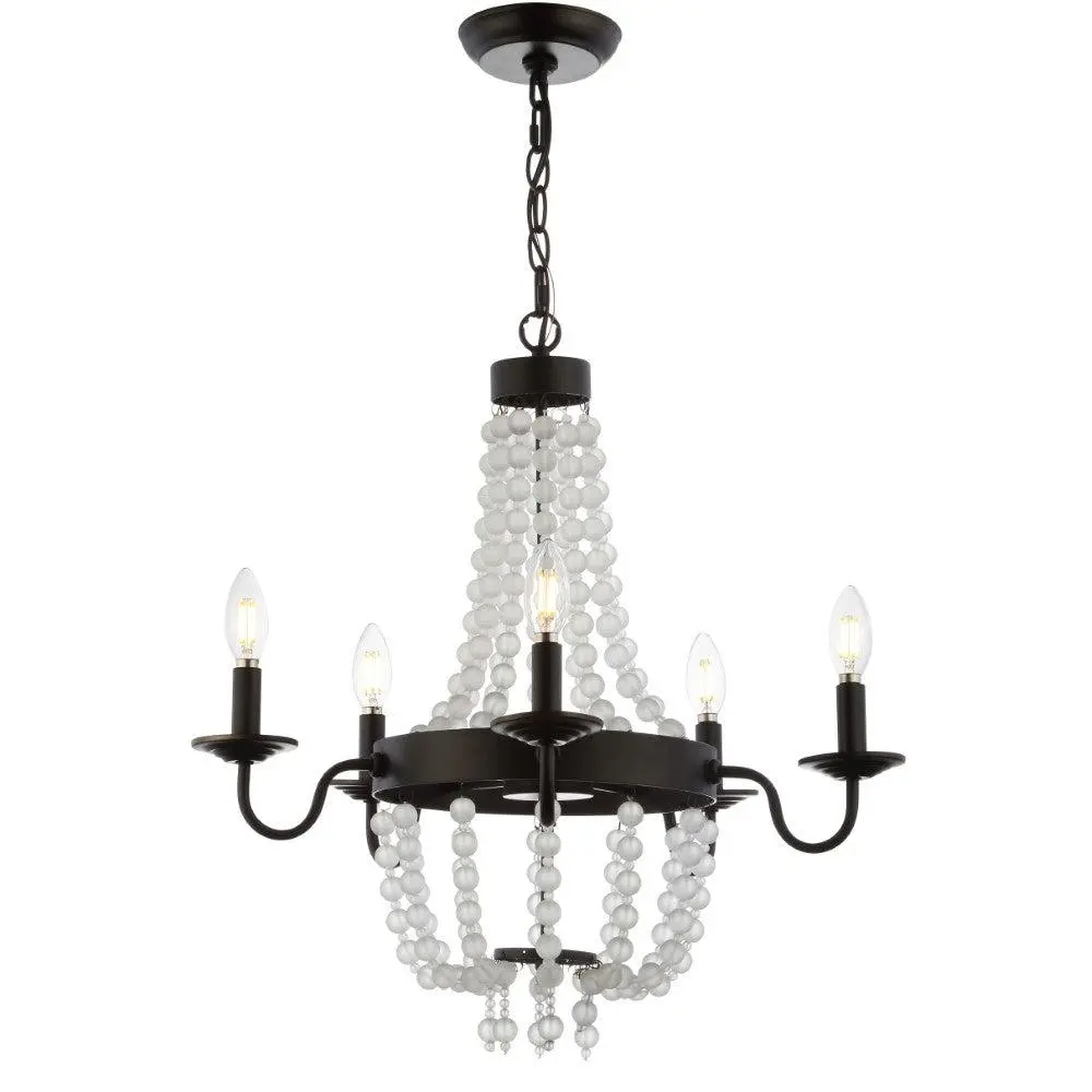 JONATHAN Y Nova 21.5" Acrylic Beaded Modern Monochromatic LED Chandelier - Decorative Ceiling Lighting Fixture with LED Bulbs, Modern Chandelier, Light Fixture