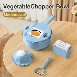 1 Count 12-piece cutting bowls, blue rapid slicing device for daily cooking prep