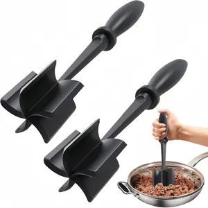 LMMAKE Upgrade Meat Chopper Heat Resistant Non-Stick Mix & Chop Tool for Hamburger Ground Beef Seasoning Mixing Kitchen Utensils Black Smooth Operation Easy Cleaning