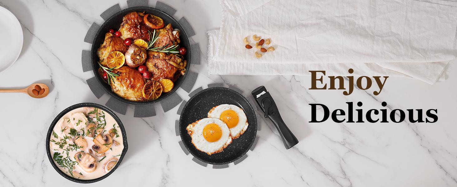 SODAY 15pcs Pots and Pans Set Non Stick, Cookware Sets with Detachable Handle, Nonstick RV Kitchen Cooking Set Removable Handles, Oven Safe,Stackable, Frying, Kitchenware,stock up on specials, gifts Spring Glow Up SODAY 15pcs Pots and Pans Set Non Stick, Cookware Sets with Detachable Handle, Nonstick RV Kitchen Cooking Set Removable Handles, Oven Safe,Stackable, Frying, Kitchenware,stock up on specials, gifts Spring Glow Up