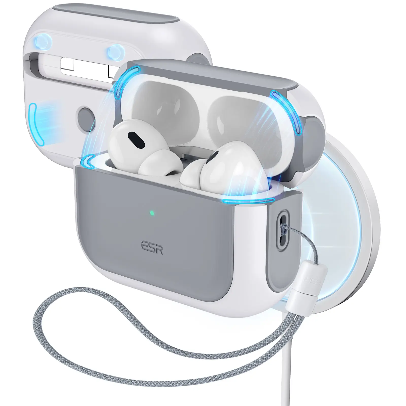 ESR for AirPods 4 Case, Airpods Pro Case 3rd/ 2nd/1st Gen (2025/2023/2022/2019) Case (HaloLock), Compatible with MagSafe, Full Drop Protection Cover with Lanyard, Magnetic Lid Lock, Orbit Hybrid Series