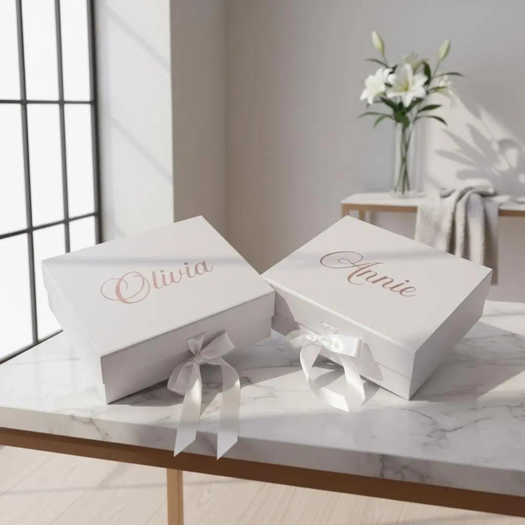 Custom Magnetic Gift Box Personalized Name | Wedding Favor Box Bridesmaid Proposal | Luxury Gift Packaging Vinyl Lettering | Party Favor
