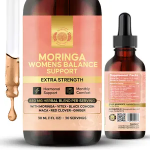 Moringa Womens Balance Support Extract – Multi-Herb Botanical Drops with Vitex, Black Cohosh, Maca, Red Clover & Ginger | 650 MG Plant-Based Herbal Wellness Blend