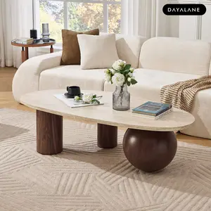 [Mother'sDayGift]DAYALANE Eden Modern Coffee Table For Living Room Irregular Geometric Shape Coffee Table MDF & Glass