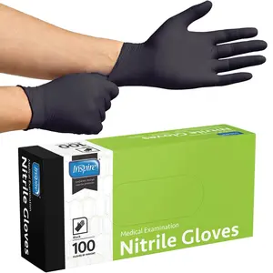 Black Nitrile Disposable Gloves | 4.5 Nitrile Medical Exam Cooking Cleaning Disposable Black Gloves (Box Of 100, Medium)