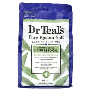 Dr. Teal's Pure Epsom Salt, Soaking Solution, Cannabis Sativa Hemp Seed Oil, 3 lbs (1.36 kg)