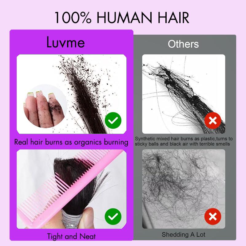 [LIVE]LUVME 100% Virgin Human Hair Extensions Seamless & Invisible Edge Straight, Body Wave, Kinky Curly, Yaki Straight, Messy Burmese Curl Clip-In