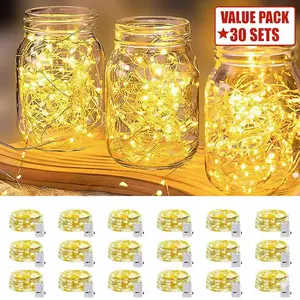 30-Pack LED Fairy Lights Battery Operated, Silver Wire, 30 LEDs, 10 Feet Twinkle Firefly Star & Moonlight String Lights for DIY, Wedding Party Bedroom, Garden Christmas Valentine's Day Flowers Warm White Led Ambient Lighting Dimmable Bulbs Rgb Waterproof